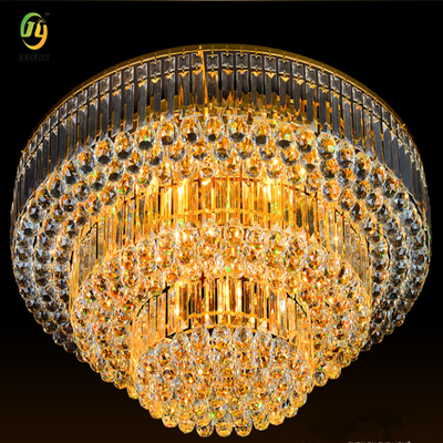 Luxuriöser Lampensockel E14 Gold LED-Deckenleuchte aus Kristall und Metall