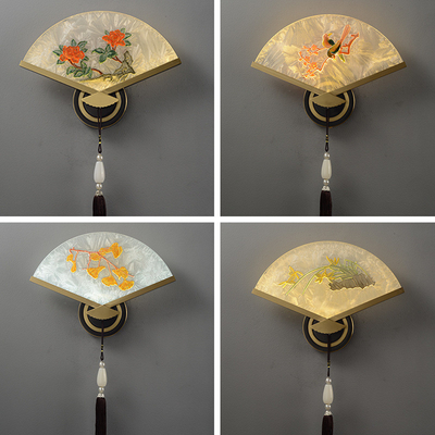 Neue chinesische Art-Kupfer-Email-Farbfan-Blatt-Wand-Lampen-Korridor-Wand-Lampe