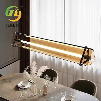 Moderne einfache Licht Luxus Kunst LED Streifen Kronleuchter Bar Restaurant Büro Industrieglas Anhänger Licht
