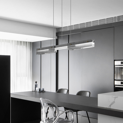 Nordic Luxury Kupfer-Kronleuchter Moderner Minimalist Langstreifen Glas Led Anhänger Licht Für Zuhause