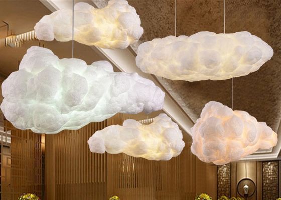 2 Köpfe E27 schrauben weißes modernes hängendes Licht des Wolken-Seiden-Material-100cm