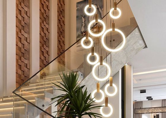 Moderner Kreis-Acryllandhaus-Treppen-Hotel-Esszimmer-Tropfen-Lampen-Beleuchtungs-Befestigung