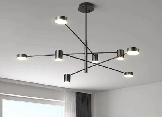 Metallschwarzes modernes hängendes Licht führte Leuchter Haning-Beleuchtung für Wohnzimmer