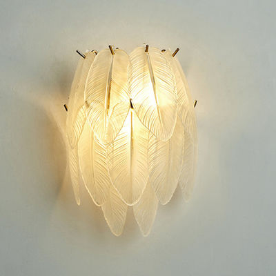 G9 Eisen Art Golden Feather Crystal Wall beleuchtet 25cm für Schlafzimmer