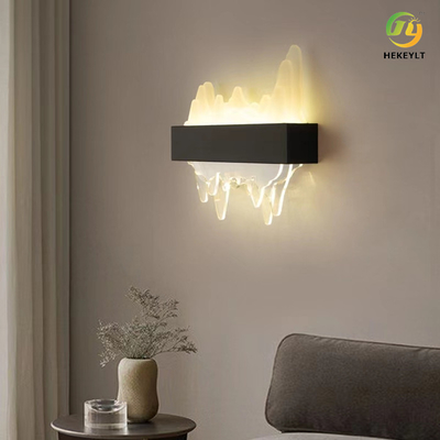 Neues chinesisches modernes Art-Wohnzimmerschwarzes Eisen + Acryl-LED-Wand-Lampe