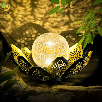 Wasserdichte Solarlichter im Freien knistern Kugel-Glas Lotus Decoration