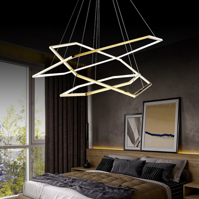 Edelstahl-Acrylmetall LED Ring Chandeliers Simple Postmodern