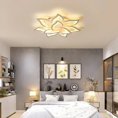 Künstlerisches acrylsauerschlafzimmer-moderne geführte Deckenleuchte-einfache dekorative weiße Blume
