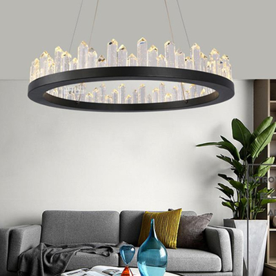 Runder moderner Ring Light Luxury Atmosphere Living Raum Crystal Lamp LED
