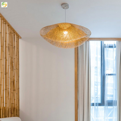 Idyllisches nordisches hängendes Licht des Rattan-E27 LED für Hotel-Esszimmer D50cm