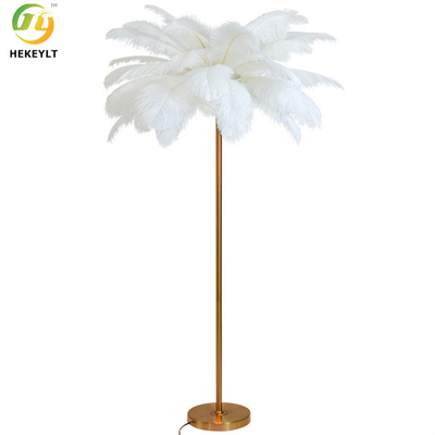 Nordic 85 V Modern Floor Light Gold Metal mit White Feather Switch Control