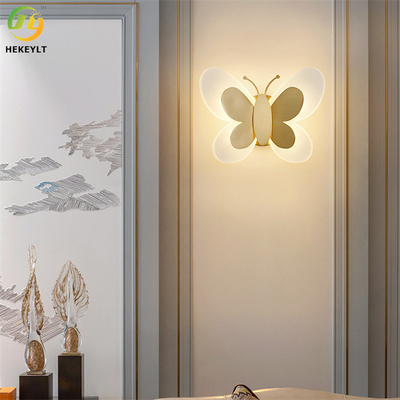 LED-Schmetterlings-moderne Wandleuchte alle kupferne Kieselgel-Material-Messing-Farbe