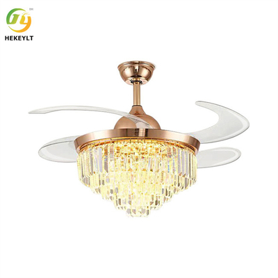 42 Zoll LED Smart Crystal Rose Gold Ceiling Fan Light mit Fernbedienung