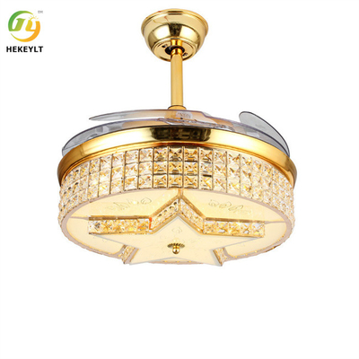 72W 42 Zoll Downrod LED Smart Crystal Gold Ceiling Fan Light mit Fernbedienung