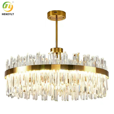 Dimmable-Goldrunde K9 Crystal Hanging Ceiling Light Modern Crystal Chandeliers