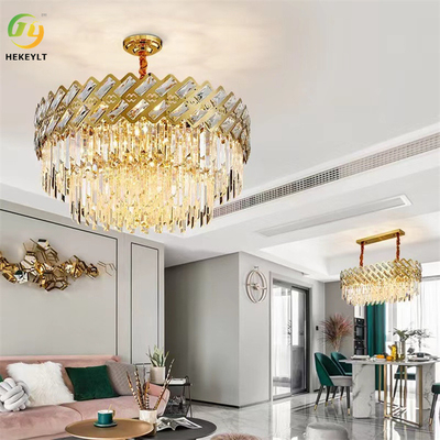 LED-Gold K9 Crystal Hanging Ceiling Light Modern Crystal Chandeliers