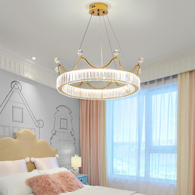 Rundes kreatives Gold des Kinderschlafzimmer-LED Crystal Pendant Light Clear Metal