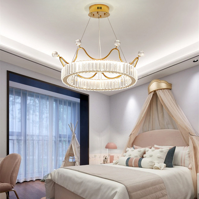 Rundes kreatives Gold des Kinderschlafzimmer-LED Crystal Pendant Light Clear Metal
