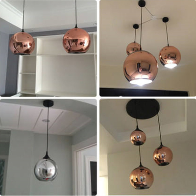 Kupferne Goldsilber-Spiegel-Glaskugel-hängendes Licht für Dachboden-Küchen-Insel-Speisetisch