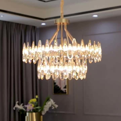 LED-Gold, das modernes Luxus-Crystal Glass Chandelier For Living-Raum-Schlafzimmer hängt