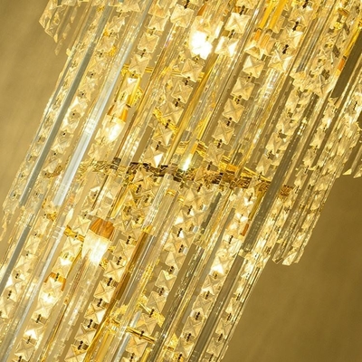 Großer kundengebundener Bescheinigungs-Dekor moderner Crystal Chandelier Dining Gold Stairs