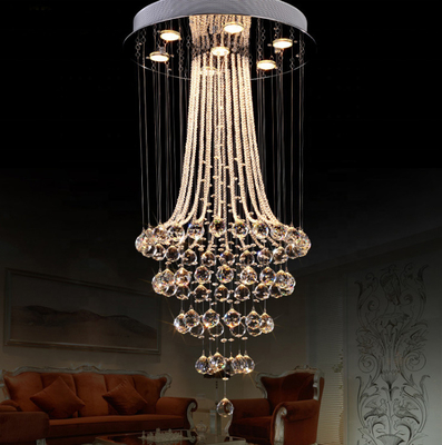 Edelstahl-Treppenhaus-Licht-Luxus- und moderner Crystal Chandelier