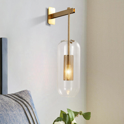 Dachboden-Weinlese-Antiken-goldener moderner Wandleuchte-Klarglas-Bronzelampenschirm