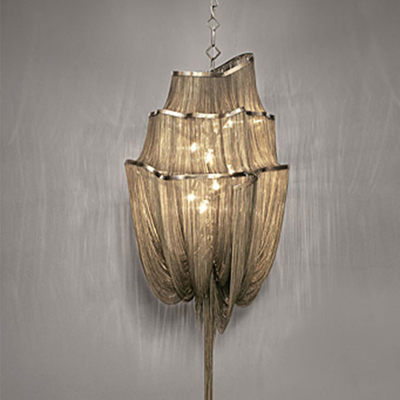 Deco-moderner hängender heller Aluminiumkettenquasten-Leuchter des silbernes Golde14