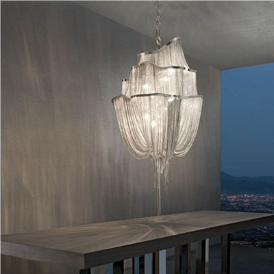 Deco-moderner hängender heller Aluminiumkettenquasten-Leuchter des silbernes Golde14