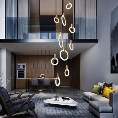 Wohnzimmer-Treppen-Beleuchtungs-Befestigungen lüpfen hängendes Suspendierungs-Metallacryl schellt hängendes Licht