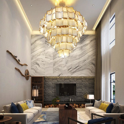 Moderne Villa Wohnzimmer Treppe Großer Kronleuchter Hotel Lobby Luxus Pendant Lampe