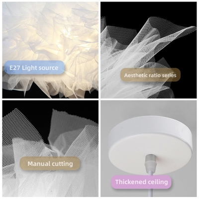 Moderne nordische kreative weiße Garne LED-Kronleuchter Einfache weiße Wolke Anhänger Licht Für Schlafzimmer