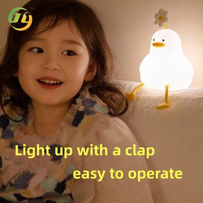 Kawaii Schlafzimmer Dekor Timer Baby Nachtlicht USB Wiederaufladbare niedliche Ente Lampe Silicone Dimmable Flower Ente Nachtlicht