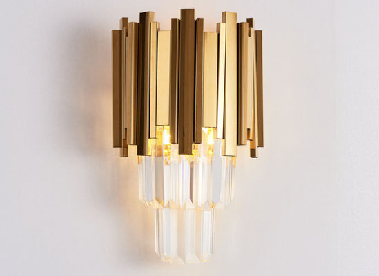 Moderne Goldmetall Luxus Wandlampe Innenräumlich Eisen Kristall Wandlampe