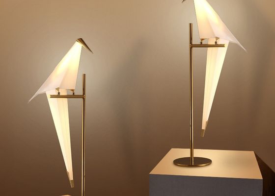 Griff-Schalter nordischer Art Unique Paper Cranes Birds Rose Gold Bedside Table Lamp