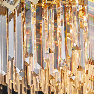 Moderner Eleganz-Regentropfen-doppelte luxuriöse hängende Beleuchtung K9 Crystal Chandelier Fixture Empire Style Chrome End