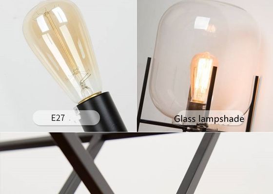 Wohnzimmer-Glaskugel-Kopfende-Tischlampe E27 nordische Postmodern 26*45cm