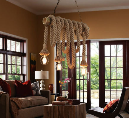 Hanf-Seil-Bambushängendes Glaslicht für Wohnzimmer