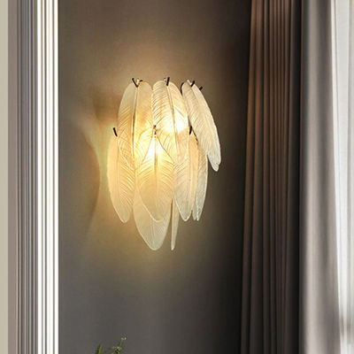 G9 Eisen Art Golden Feather Crystal Wall beleuchtet 25cm für Schlafzimmer