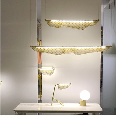 Hängendes Licht Champagne Gold Metal Meshs LED modern für Haus