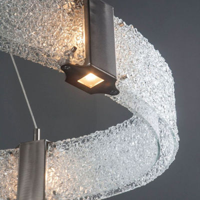 Doppeltes Glas-Anhänger-Licht-moderner gebürsteter Edelstahl Crystal Rings G9