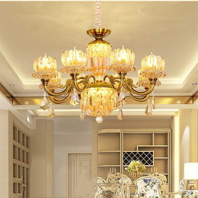 Innenwohnzimmer, das moderne Luxusart Crystal Pendant Light Glass Golds hängt