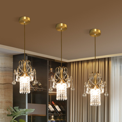 Kundenspezifische Wohnung moderner Crystal Gold Pendant Light D23*H30cm